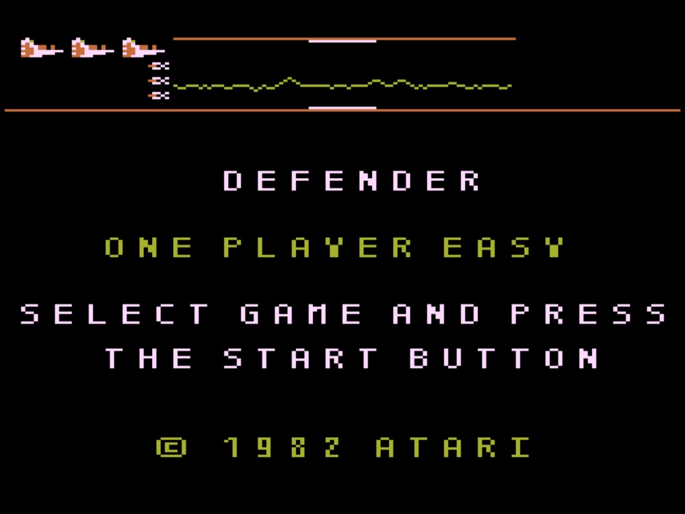 Title Screen of Defender for Atari 8 Bit